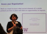 Anna Ratzliff giving a presentation called "Assess your Organization" 